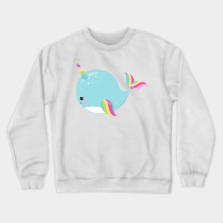 Unicorn Whale, Cute Whale, Baby Whale, Blue Whale Crewneck Sweatshirt